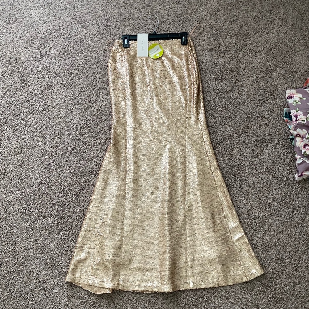 Sequin rose gold matte maxi skirt